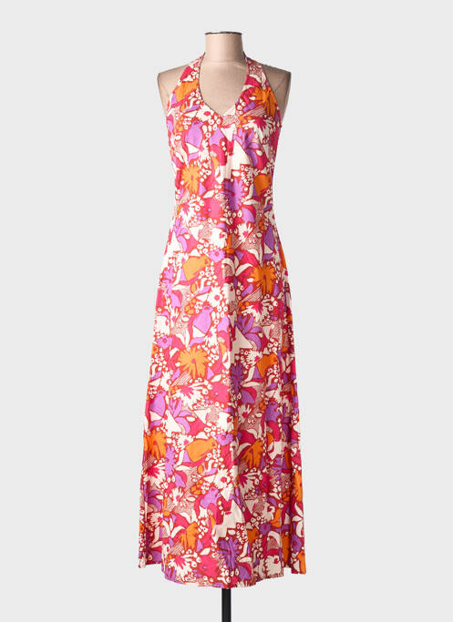 Rochie lungă imprimeu fantezie fără mâneci roz KALI YOG femme