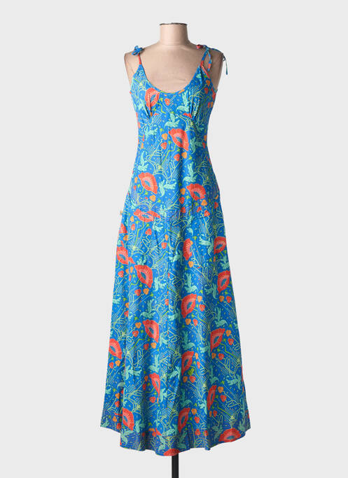 Rochie lungă imprimeu fantezie fără mâneci albastru KALI YOG femme