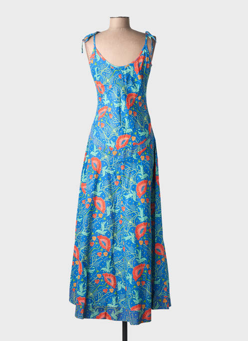 Rochie lungă imprimeu fantezie fără mâneci albastru KALI YOG femme