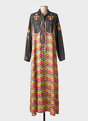 Rochie lungă mâneci lungi mâneci lungi negru ME369 femme