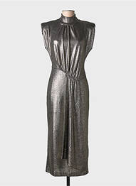 Rochie lungă mâneci scurte mâneci scurte argintiu ESSENTIEL ANTWERP femeie
