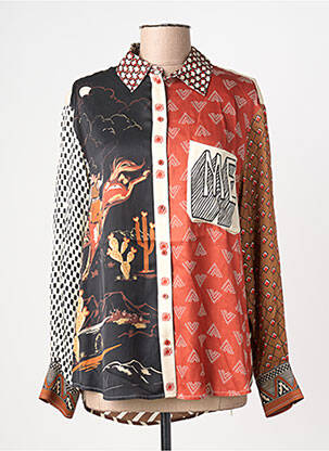 Cămașă imprimeu fantezie mâneci lungi portocaliu ME369 femme