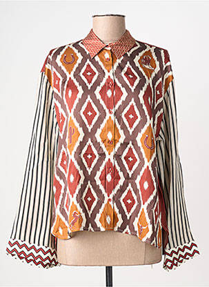 Cămașă croială cambrată mâneci lungi portocaliu ME369 femme