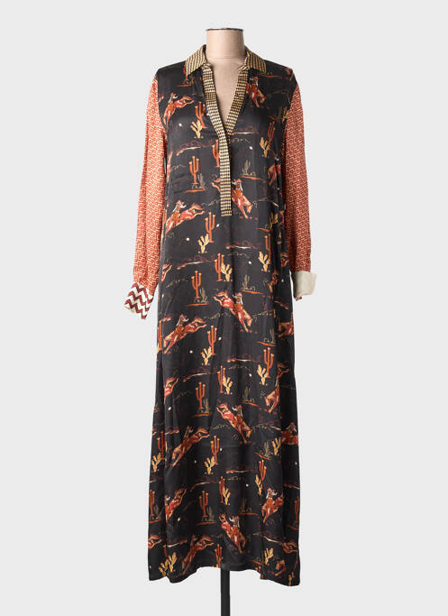 Rochie lungă mâneci lungi mâneci lungi negru ME369 femme