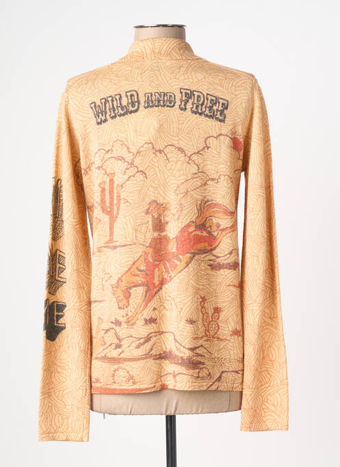 Vestă cu mâneci lungi croială cambrată bej ME369 femme