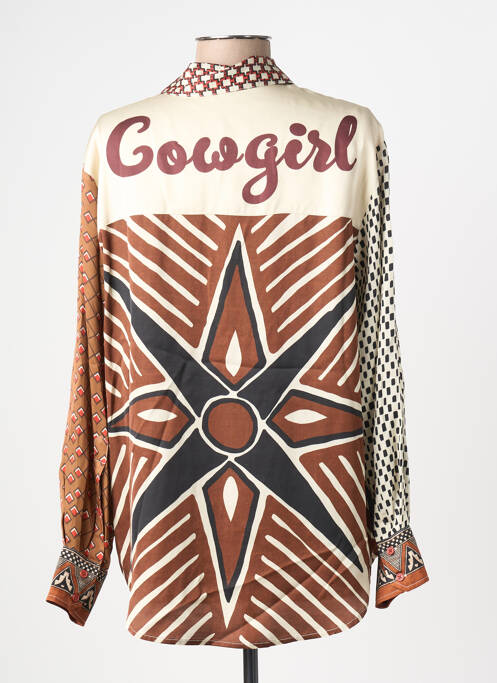 Cămașă imprimeu fantezie mâneci lungi portocaliu ME369 femme