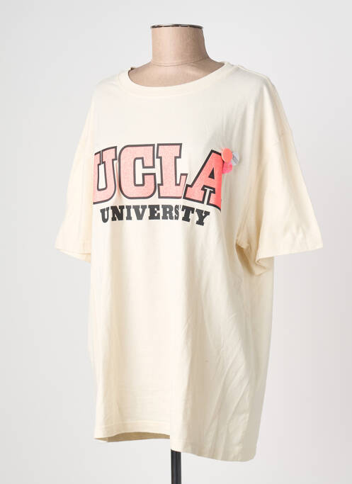 Tricou croială dreaptă mâneci scurte bej NEWTONE femme