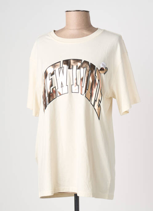 Tricou croială dreaptă mâneci scurte bej NEWTONE femme