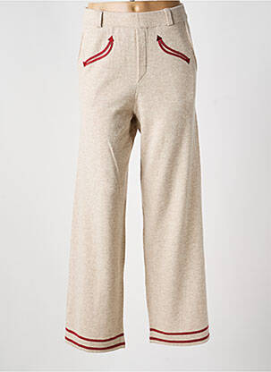Pantalon evazat talie elastică bej NOTSHY femeie