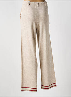 Pantalon evazat talie elastică bej NOTSHY femeie