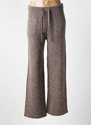Pantalon evazat talie elastică bej MAJESTIC FILATURES femeie