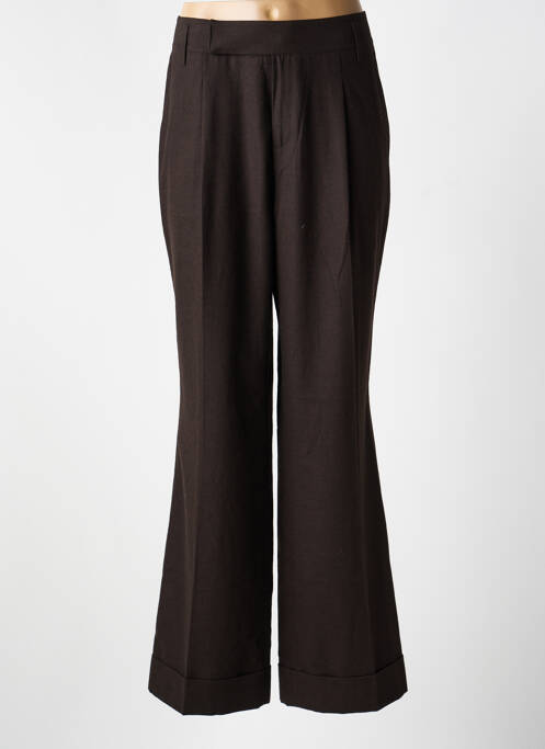 Pantalon evazat închidere cu fermoar sub clapetă cu cârlig maro HANA SAN femme