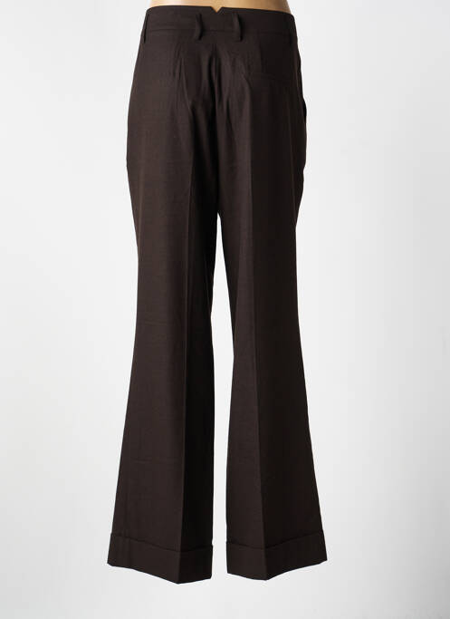 Pantalon evazat închidere cu fermoar sub clapetă cu cârlig maro HANA SAN femme
