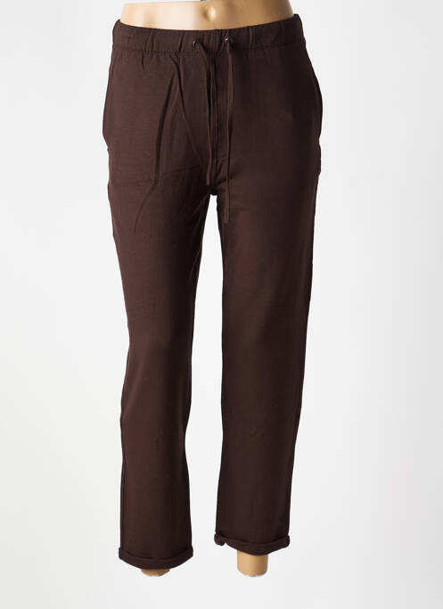 Pantalon 7/8 talie elastică maro MAJESTIC FILATURES femme