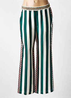 Pantalon drept talie elastică mărime normală verde ME369 femeie