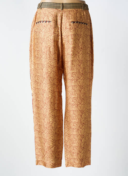 Pantalon drept țesătură poplin mărime normală maro ME369 femme
