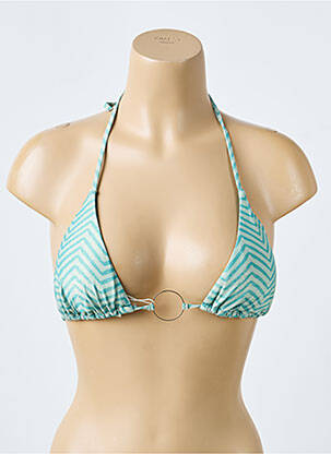 Sutien de costum de baie închidere cu legături de legat top triunghiuri verde SEASS femeie