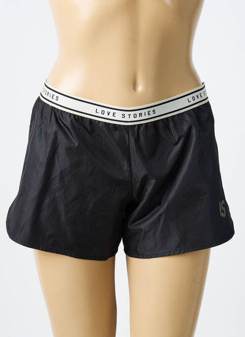 Șort croială dreaptă negru LOVE STORIES femme