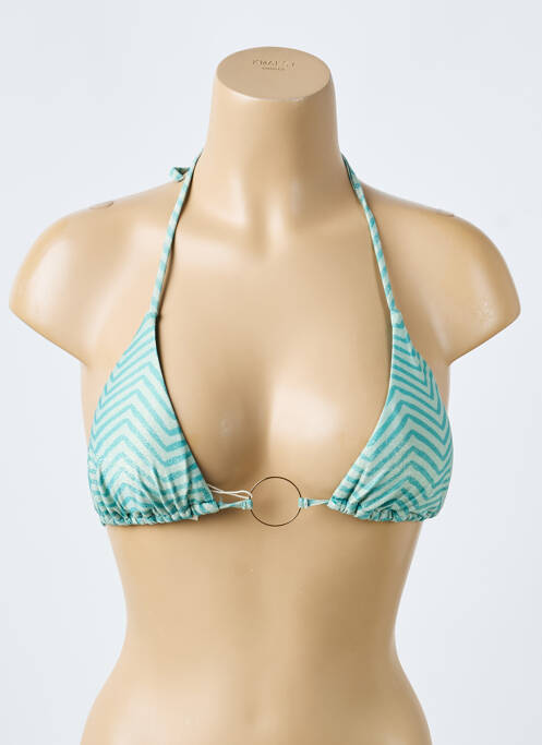 Sutien de costum de baie închidere cu legături de legat top triunghiuri verde SEASS femme