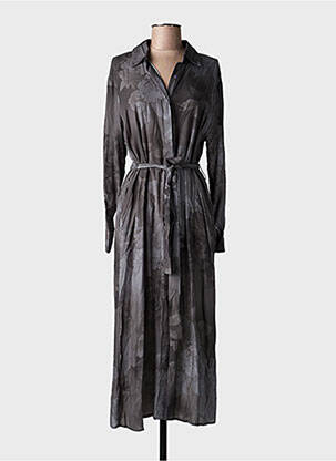 Rochie lungă mâneci lungi mâneci lungi gri LAST QUEEN femeie