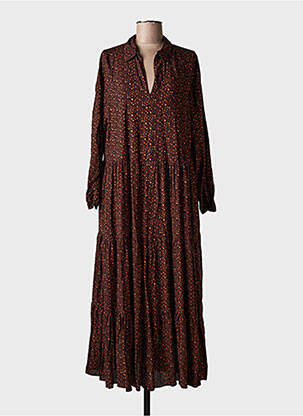 Rochie lungă mâneci lungi mâneci lungi maro LAST QUEEN femeie