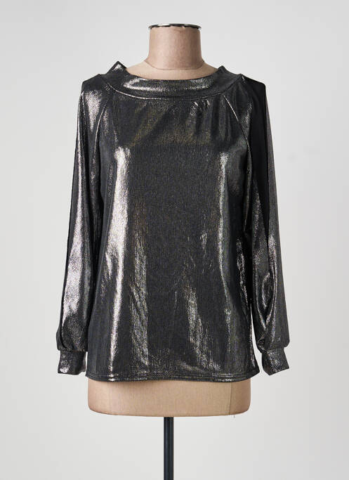 Top elasticitate mâneci lungi argintiu ESPERANCE femme
