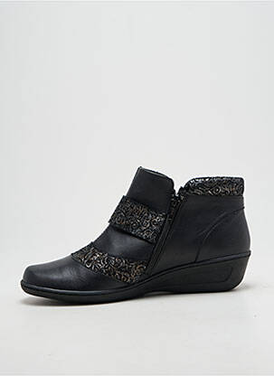Botine/ghete țesătură satinată toc plat până la 3 cm negru OTTILIA femeie
