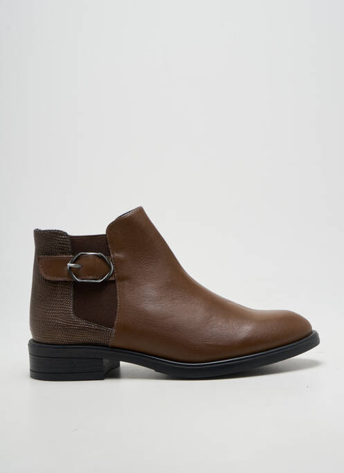 Botine/ghete țesătură satinată toc plat până la 3 cm maro OTTILIA femme