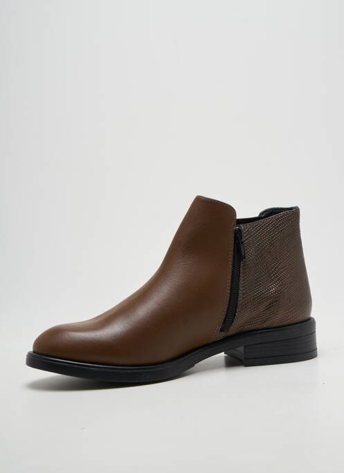 Botine/ghete țesătură satinată toc plat până la 3 cm maro OTTILIA femme