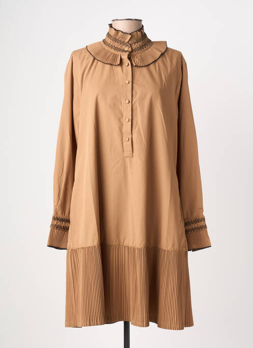 Rochie scurtă mâneci lungi mâneci lungi maro EXETERA femme