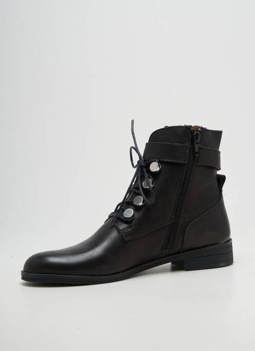 Botine/ghete închidere cu fermoar și șireturi toc plat până la 3 cm negru SANTAFE femme