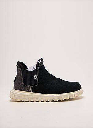 Botine/ghete țesătură satinată toc plat până la 3 cm negru HEY DUDE femeie