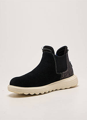 Botine/ghete țesătură satinată toc plat până la 3 cm negru HEY DUDE femeie