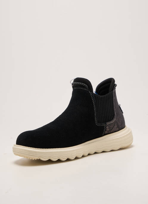 Botine/ghete țesătură satinată toc plat până la 3 cm negru HEY DUDE femme