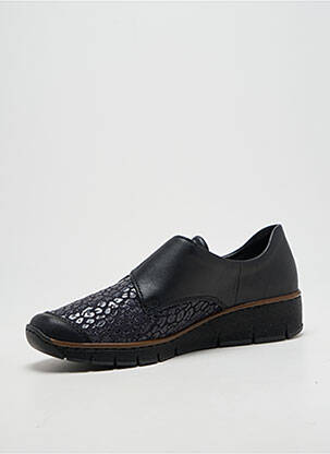 Adidași vârf rotund toc plat până la 3 cm negru RIEKER femeie