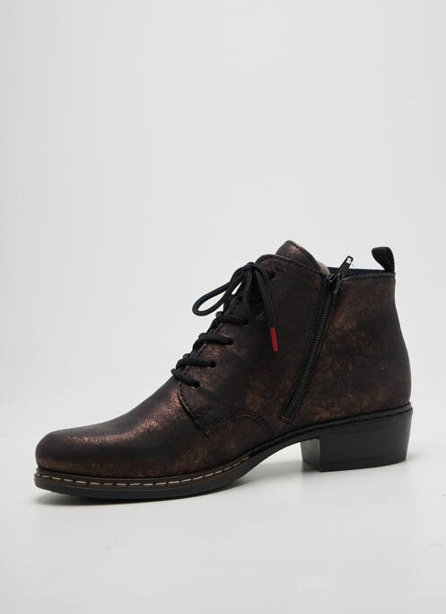 Botine/ghete închidere cu fermoar și șireturi toc plat până la 3 cm maro RIEKER femme