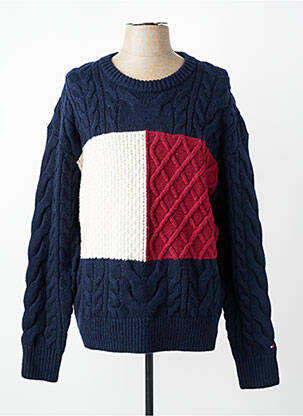Pulover guler rotund mâneci lungi albastru TOMMY HILFIGER bărbat