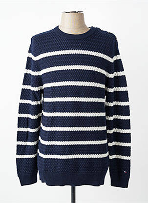 Pulover guler rotund mâneci lungi albastru TOMMY HILFIGER bărbat