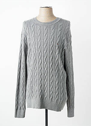 Pulover guler rotund mâneci lungi gri TOMMY HILFIGER homme