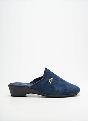 Papuci/pantofi de casă vârf rotund toc de 4 la 6 cm albastru SEMELFLEX femme