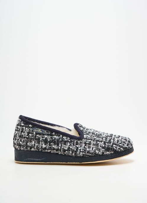 Papuci/pantofi de casă țesătură satinată toc plat până la 3 cm negru SEMELFLEX femme