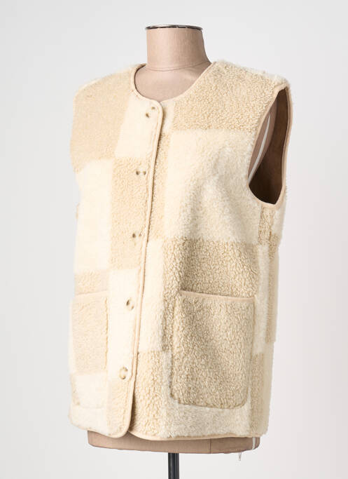 Vestă fără mâneci buzunare bej ICHI femme