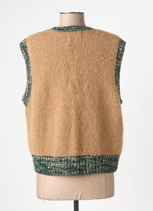 Vestă fără mâneci guler în v bej LEON & HARPER femme