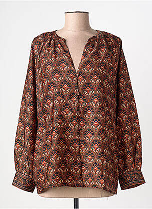 Cămașă imprimeu fantezie mâneci lungi maro LA PETITE ETOILE femme
