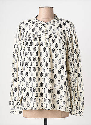 Bluză imprimeu fantezie mâneci lungi bej ICHI femme