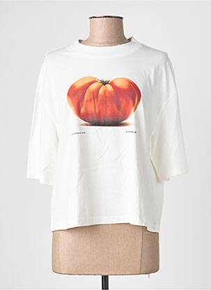 Tricou croială dreaptă mâneci scurte alb THINKING MU femme