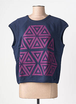 Hanorac guler rotund fără mâneci albastru LEON & HARPER femme