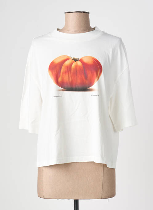 Tricou croială dreaptă mâneci scurte alb THINKING MU femme