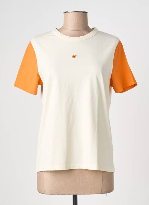 Tricou croială dreaptă mâneci scurte bej GRAINE femme