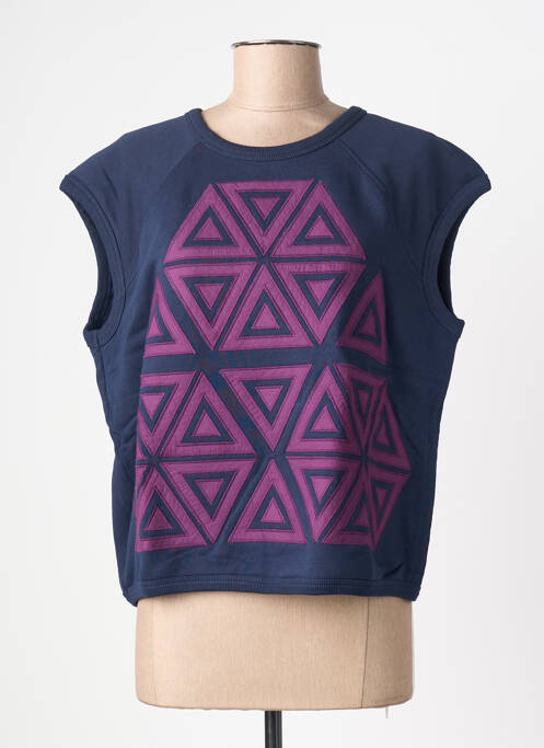 Hanorac guler rotund fără mâneci albastru LEON & HARPER femme